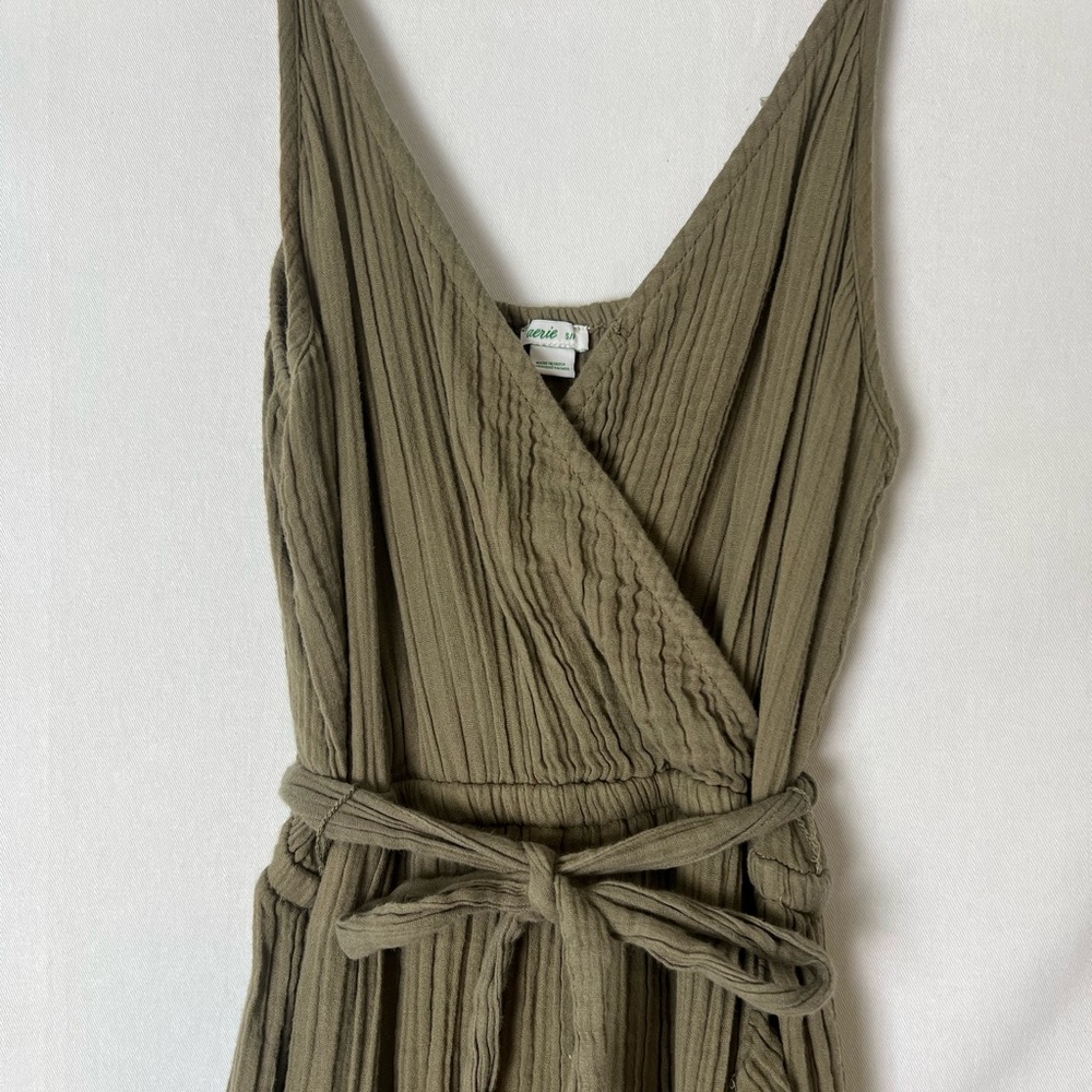 aerie Olive Green Asymmetrical Midi Dress